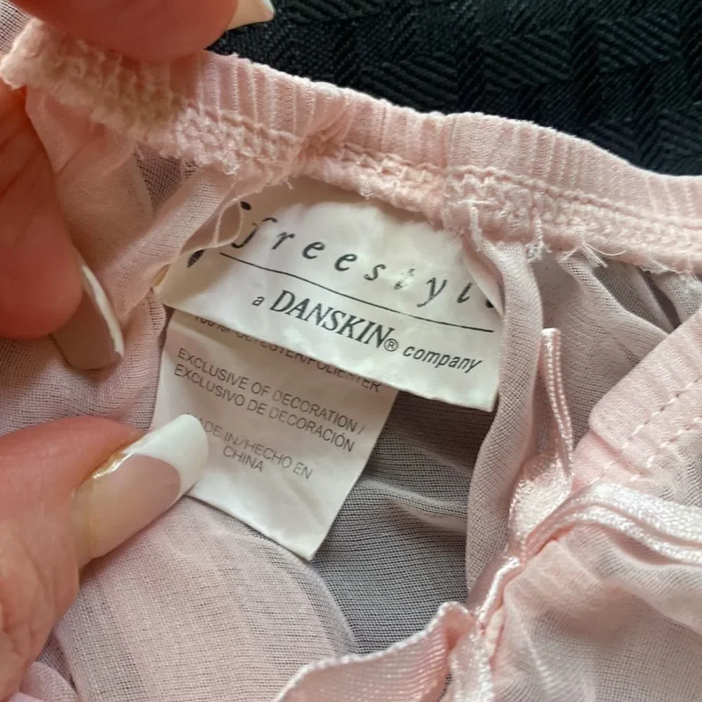 Danskin Freestyle sheer dance skirt cover up soft pink 6/6X